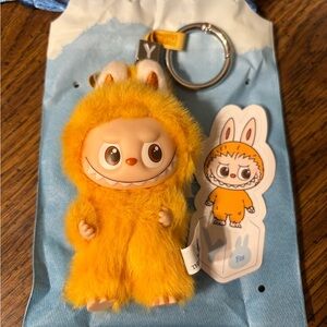 Labubu The Monsters Yellow Pin For Love Pendant Keychain - Cute Furry Character